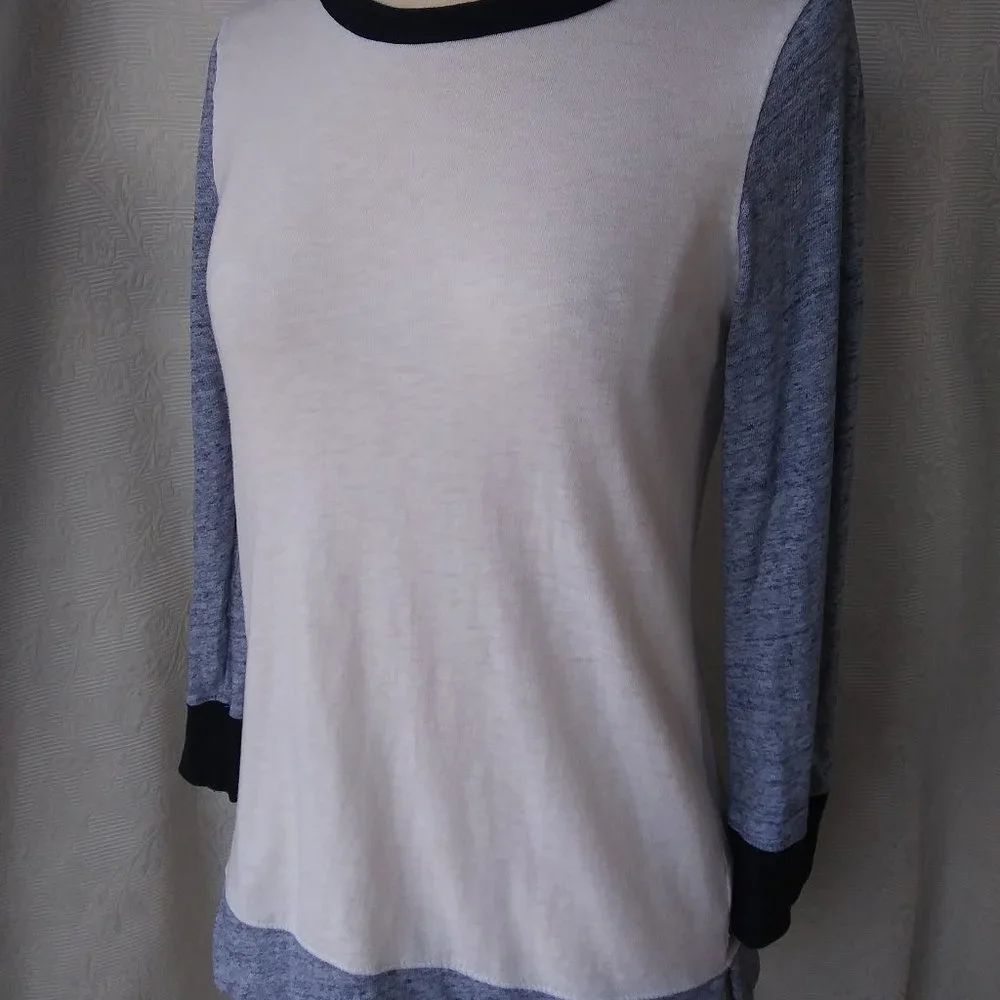 J. Crew | Navy and Soft White Baseball Tee | S